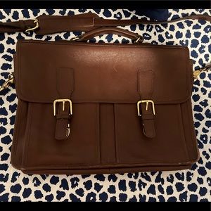 brown leather unisex briefcase/ messenger bag
